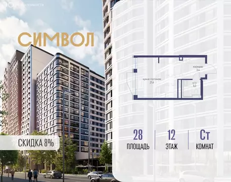 Квартира-студия: Москва, ЮВАО, район Лефортово, ЖК Символ (28 м)