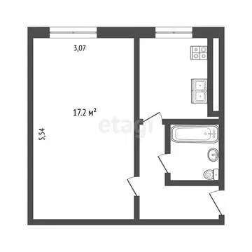 1-комнатная квартира: Ярославль, улица Большие Полянки, 17 (32 м)