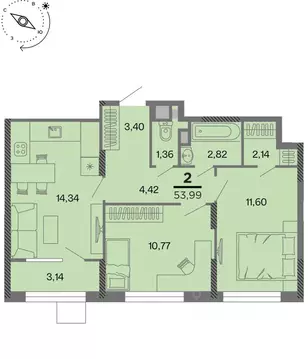 2-к кв. Рязанская область, Рязань Метропарк тер., Метропарк жилой ...