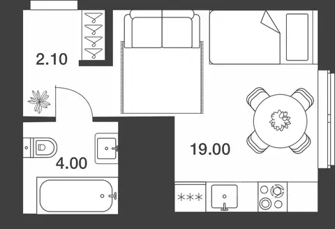 Студия Тульская область, Тула ул. Академика Насоновой, 18Б (25.1 м)