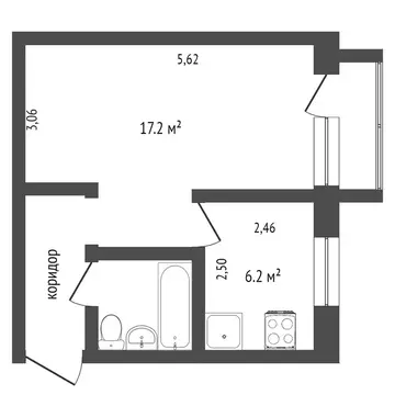 1-комнатная квартира: Омск, проспект Мира, 88 (31.2 м)