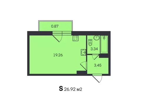 Студия Ярославская область, Ярославль ул. Брагинская, 18к2 (27.0 м)