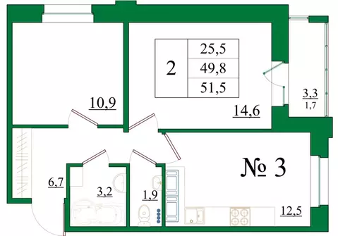 2-к кв. Ленинградская область, Гатчина Красносельское ш., 4Ак1 (51.5 ...
