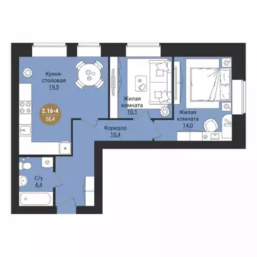2-к кв. Вологодская область, Вологда Старое ш. (58.4 м)
