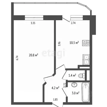 1-к кв. Архангельская область, Архангельск Московский просп., 41к2 ...