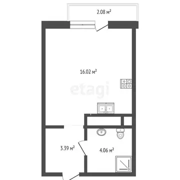 Квартира-студия: Тюмень, Краснооктябрьская улица, 16к1 (25.55 м)