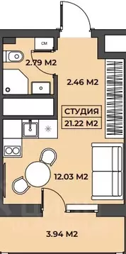 1-к кв. Башкортостан, Уфа ул. Адмирала Макарова, 29 (21.22 м)