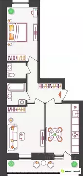 2-к кв. Самарская область, Тольятти ул. Владимира Высоцкого (54.92 м)