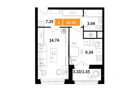 1-к кв. Московская область, Химки Планерный квартал жилой комплекс ...