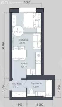 Квартира-студия: Уфа, улица Братьев Кадомцевых, 17 (27 м)