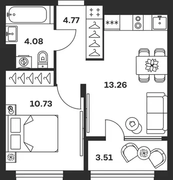 1-к кв. Тульская область, Тула Баташи Парк жилой комплекс (36.35 м)