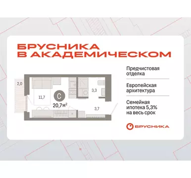 Квартира-студия: Екатеринбург, микрорайон Академический, 19-й квартал, ...