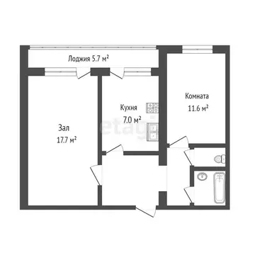 2-комнатная квартира: Самара, Ставропольская улица, 173 (48.8 м)