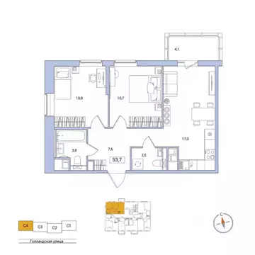 2-к кв. Ленинградская область, Всеволожский район, Заневское городское ...