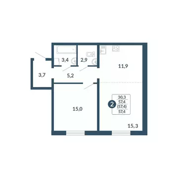 2-к кв. Кировская область, Киров Скандинавия жилой комплекс (57.4 м)