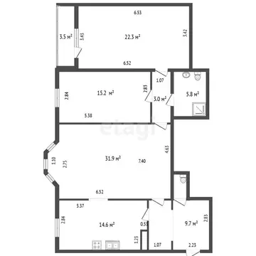 3-комнатная квартира: Санкт-Петербург, аллея Поликарпова, 2 (106 м)
