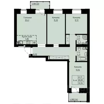 4-к кв. Красноярский край, Красноярск ул. Елены Стасовой, 82 (89.0 м)