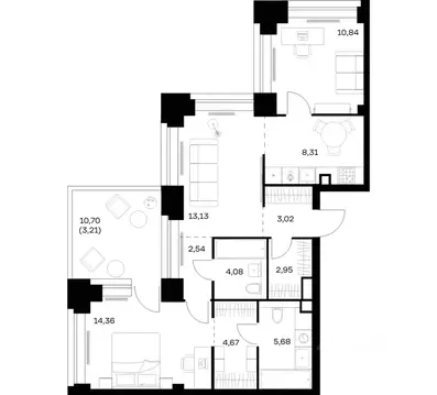 2-к кв. Москва Нова жилой комплекс, к2 (72.79 м)