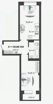 1-к кв. Хакасия, Абакан ул. Генерала Тихонова, 5 (49.86 м)