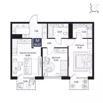 2-к кв. Волгоградская область, Волгоград просп. Имени В.И. Ленина, 59Г ...