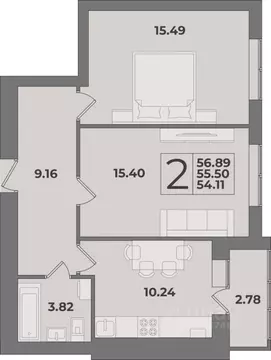 2-к кв. Калининградская область, Калининград Суздальская ул. (56.89 м)