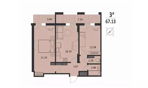2-к кв. Курская область, Курск Хуторская ул., 39 (67.13 м)