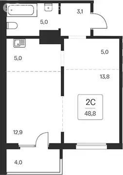 2-комнатная квартира: Новосибирск, квартал на Игарской (44.8 м)
