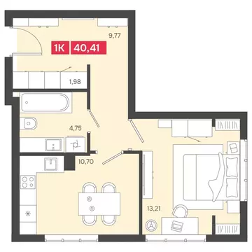 1-к кв. Новосибирская область, Новосибирск Аэропорт мкр,  (40.41 м)