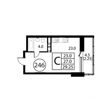 Студия Московская область, Домодедово Авиационный мкр, ул. Жуковского, ...