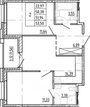 2-к кв. Ленинградская область, Ломоносовский район, Аннинское ...