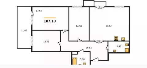 3-к кв. Санкт-Петербург Лиственная ул., 20к2 (107.0 м)