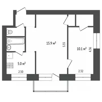 2-к кв. Вологодская область, Вологда ул. Александра Клубова, 60А (40.7 ...
