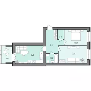 2-к кв. Ярославская область, Рыбинск Февральская ул., 12 (67.1 м)
