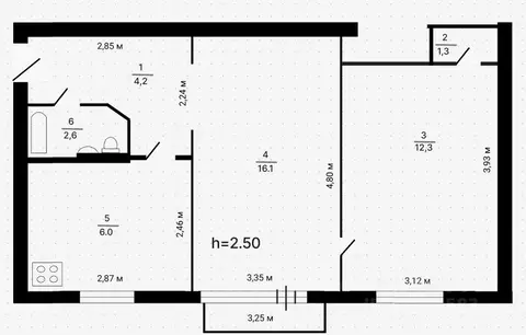 2-к кв. Татарстан, Казань ул. Рихарда Зорге, 12 (42.5 м)