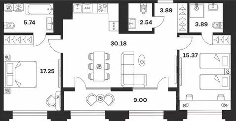 2-к кв. Тульская область, Тула ул. Болотникова, 4 (87.86 м)