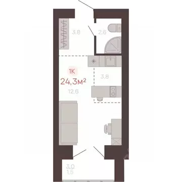 1-к кв. Алтайский край, Новоалтайск ул. Южсиба, 52А (24.3 м)