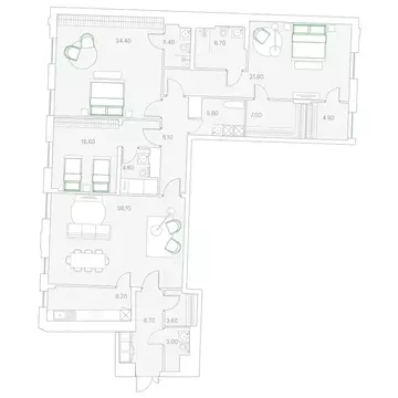 3-комнатная квартира: Москва, Софийская набережная, 34с3 (188.8 м)