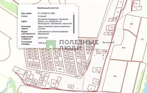 Участок в Орловская область, Орловский район, пос. Вязковский  (15.0 ...