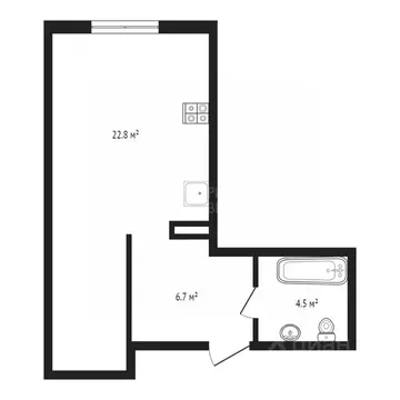Студия Тюменская область, Тюмень ул. 9 Января, 160к1 (34.0 м)
