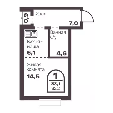 1-к кв. Челябинская область, Челябинск просп. Ленина, 19В (32.2 м)