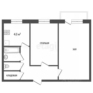 2-к кв. Тамбовская область, Тамбов ул. Бориса Васильева, 6 (44.4 м)