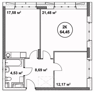 2-к кв. Нижегородская область, Нижний Новгород ул. Родионова (64.45 м)