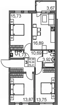 3-к кв. Ленинградская область, Тосненский район, Федоровское городское ...