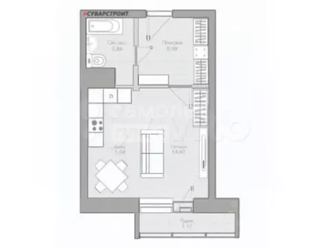 1-к кв. Татарстан, Казань ул. Ярышлар, 2Б (31.4 м)