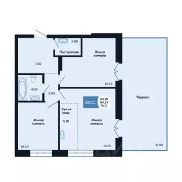 3-к кв. Новосибирская область, Новосибирск ул. Титова, 48 (75.71 м)