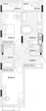 2-к кв. Калининградская область, Гурьевский муниципальный округ, пос. ...