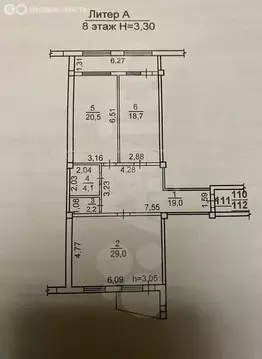 3-комнатная квартира: Махачкала, улица Абдуллы Гаджиева, 14В (110 м)