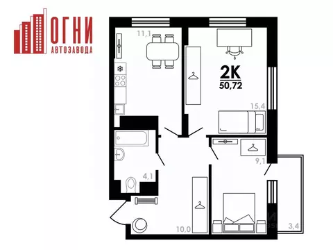 2-к кв. Нижегородская область, Нижний Новгород Коломенская ул., 8к4 ...