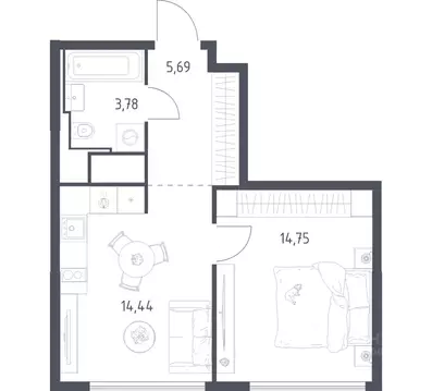1-к кв. Москва Квартал на воде жилой комплекс, к5 (38.66 м)