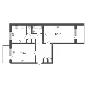 2-к кв. Тюменская область, Тюмень Даудельная ул., 11 (61.1 м)